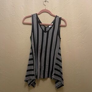 Grace & Lace Black and White Striped Tank Top